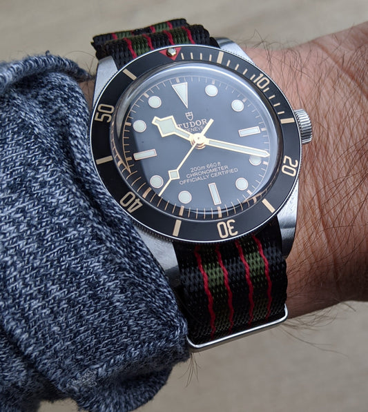Premium Fabric Watch Strap - Bond Green/Red