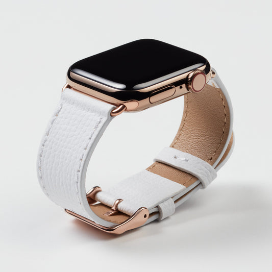 Epsom Leather Apple Watch Band - Ivory White